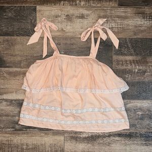American eagle light pink tank top with tie straps